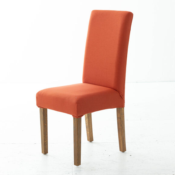 Housse chaise unie bi-extensible (terracotta) Housse chaise unie bi-extensible (terracotta)